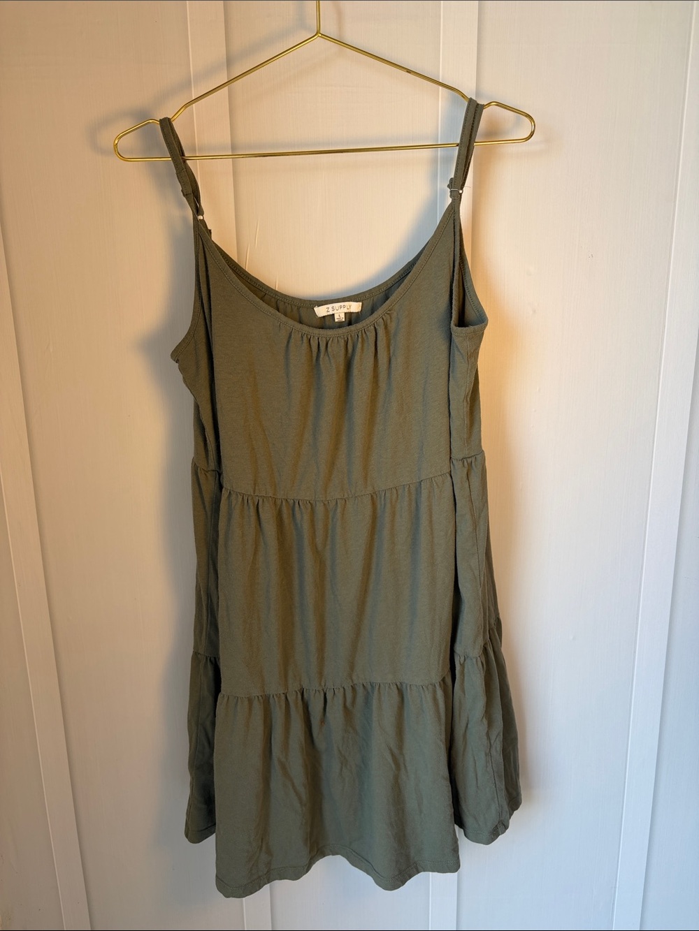 Z Supply Olive Green Tiered Mini Sundress